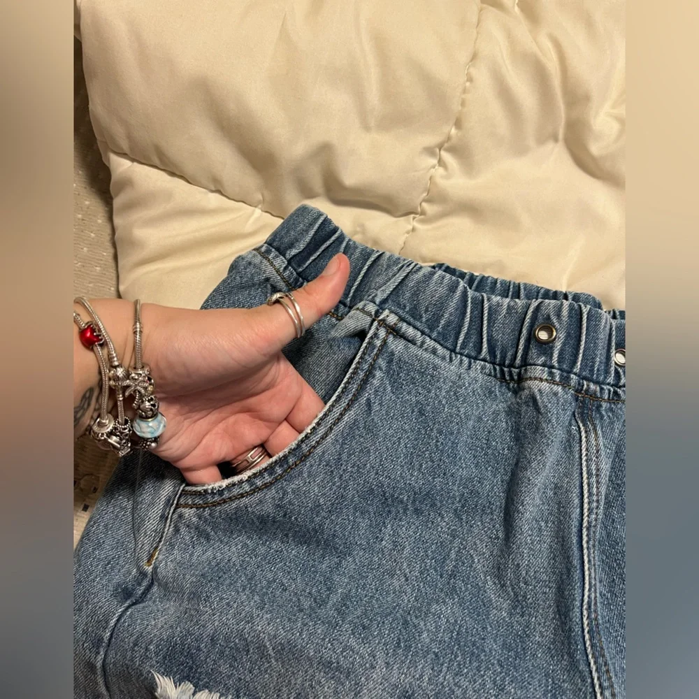 ONE TEASPOON Roadhouse Light Wash Pull-On Wide Leg Jeans w/ Slit Bottoms - Picture 6 of 7